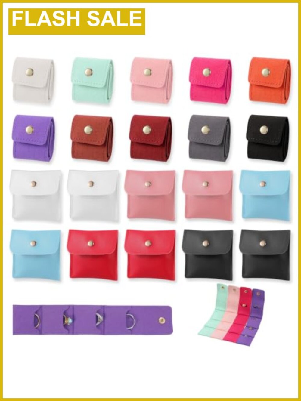 20 Travel Jewelry Bags Foldable Pouch Organizer Earrings Necklaces Rings